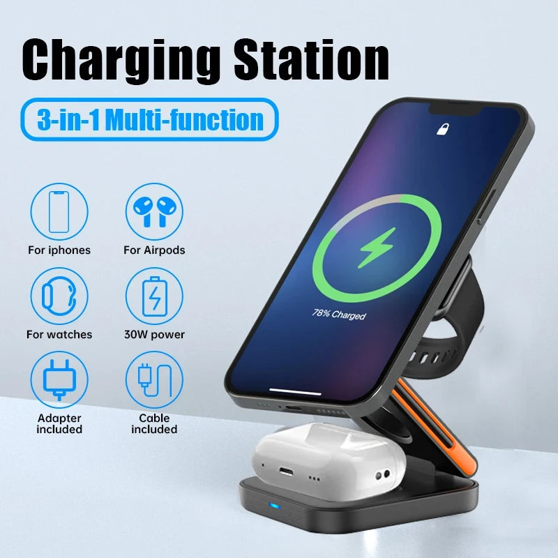 Velmora™ 3-in-1 Magnetic Charging Station